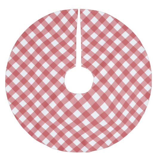 Red Gingham Polyester Weihnachtsbaumdecke (Vorderseite)
