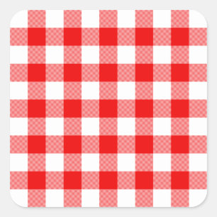 Red Gingham Quadratischer Aufkleber