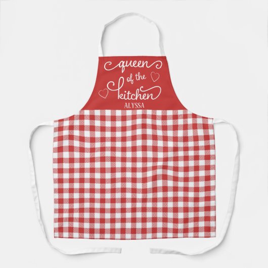 Red Gingham Queen of the Kitchen Schürze (Vorderseite)