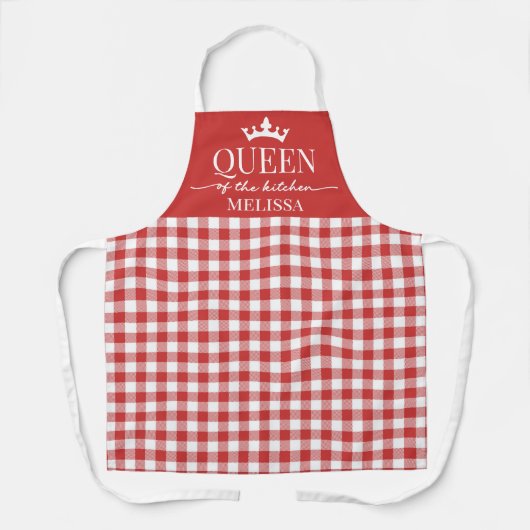 Red Gingham Queen of the Kitchen Schürze (Vorderseite)