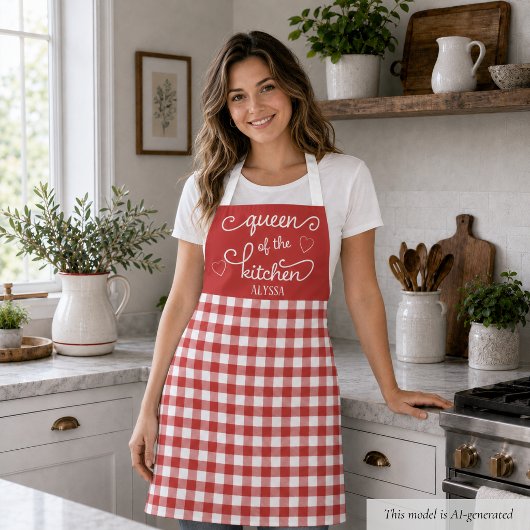 Red Gingham Queen of the Kitchen Schürze