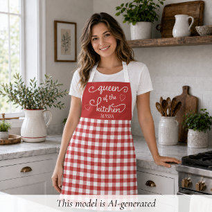 Red Gingham Queen of the Kitchen Schürze