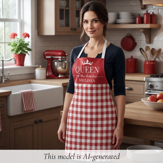 Red Gingham Queen of the Kitchen Schürze