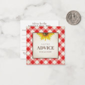 Red Gingham Ratschlag für Mommy Shower Insert Mitteilungskarte (Vorderseite/Rückseite Beispiel)