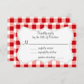 Red Gingham RSVP Karte (Vorne/Hinten)