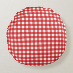 Red Gingham Rundes Kissen