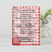 Red Gingham Skull Rockabilly Goth Wedding Einladung (Stehend Vorderseite)