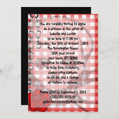 Red Gingham Skull Rockabilly Goth Wedding Einladung (Vorne/Hinten)