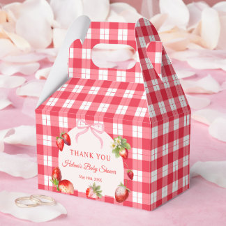 Red Gingham Strawberries Baby Shower Thank you Geschenkschachtel