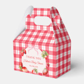 Red Gingham Strawberries Baby Shower Thank you Geschenkschachtel (Vorderseite)