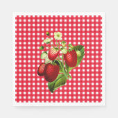 Red Gingham & Strawberries Luncheon Paper Napkin Serviette (Vorderseite)