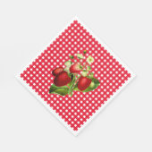 Red Gingham & Strawberries Luncheon Paper Napkin Serviette (Ecke)