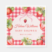 Red Gingham Strawberry Baby Shower Paper Napkin Serviette (Vorderseite)