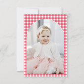 Red Gingham Strawberry Birthday Dankeschön Karte (Rückseite)