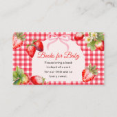 Red Gingham Strawberry Books for Baby Shower Begleitkarte (Vorderseite)
