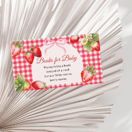 Red Gingham Strawberry Books for Baby Shower Begleitkarte