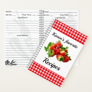 Red Gingham Strawberry - Individuelles Rezept Notizblock