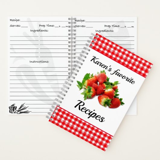 Red Gingham Strawberry - Individuelles Rezept Notizblock (Innen)