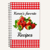 Red Gingham Strawberry - Individuelles Rezept Notizblock (Vorderseite)