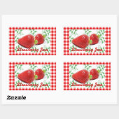 Red Gingham Strawberry-Marmelade Rechteckiger Aufkleber (Blatt)