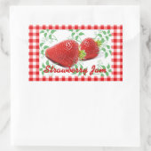 Red Gingham Strawberry-Marmelade Rechteckiger Aufkleber (Tasche)
