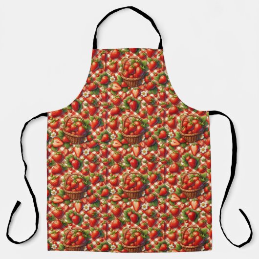 Red Gingham Strawberry Seamless Pattern Schürze (Vorderseite)