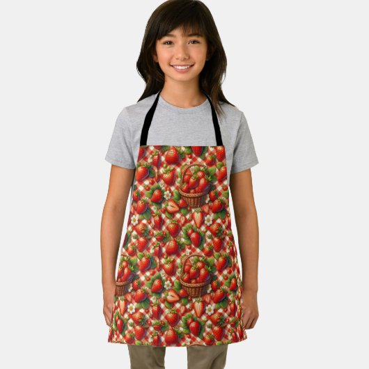 Red Gingham Strawberry Seamless Pattern Schürze (Insitu)