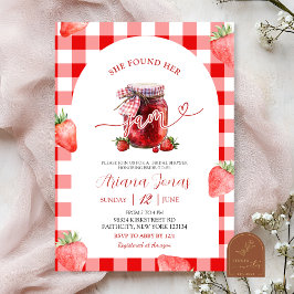 Red Gingham Strawberry Summer Jam Brautparty Einladung