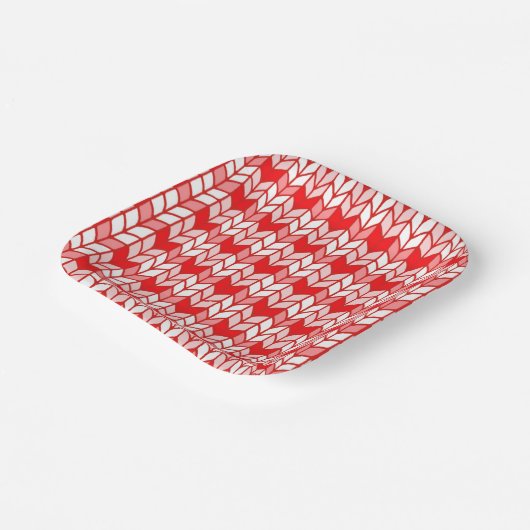 RED GINGHAM STRICK 7" Square Paper Teller (Gewinkelt)