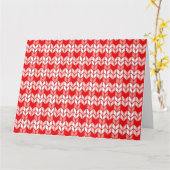 RED GINGHAM STRICK Big Gruß Card / Horizontal Karte (Gelbe Blume)