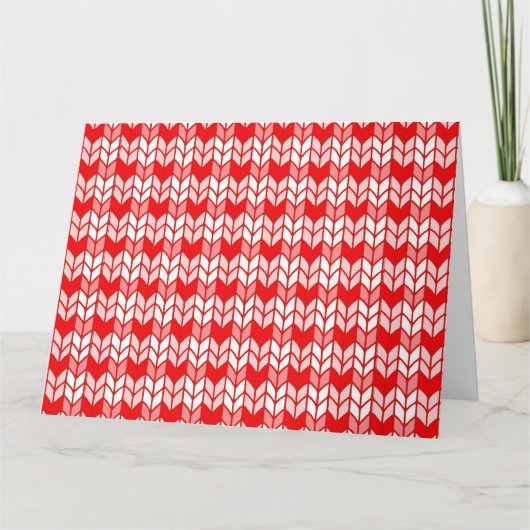 RED GINGHAM STRICK Big Gruß Card / Horizontal Karte (Vorderseite)
