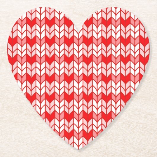 RED GINGHAM STRICK Herzerpapier Untersetzer (Vorderseite)