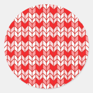 RED GINGHAM STRICK Kleine Round Stickers