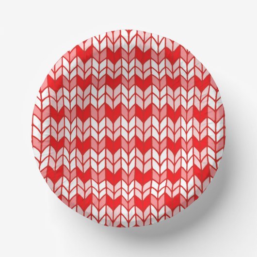 RED GINGHAM STRICK Paper Bowls Pappteller (Vorderseite)