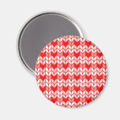 RED GINGHAM STRICK Round Magnet (Vorderseite/Rückseite)