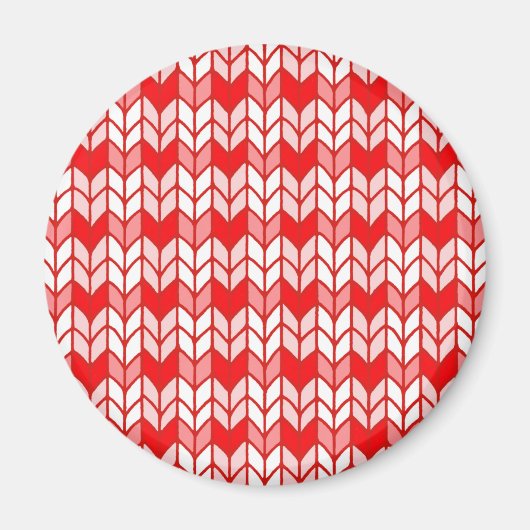 RED GINGHAM STRICK Round Magnet (Vorne)