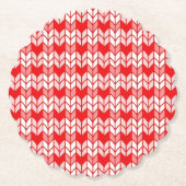 RED GINGHAM STRICK Scallop Round Paper Untersetzer (Vorderseite)