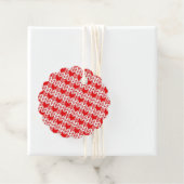 RED GINGHAM STRICK Scalloped Round Gift Tags Geschenkanhänger (Beispiel)