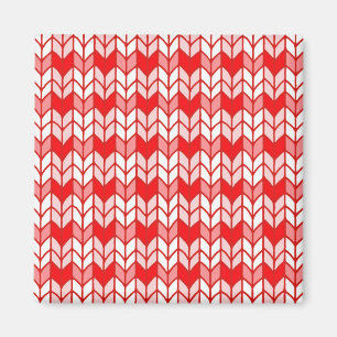 RED GINGHAM STRICK Square Magnet