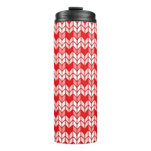 RED GINGHAM STRICK Thermal Tumbler Thermosbecher (Vorderseite)