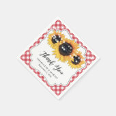 Red Gingham Sunflower Wedding Serviette (Ecke)