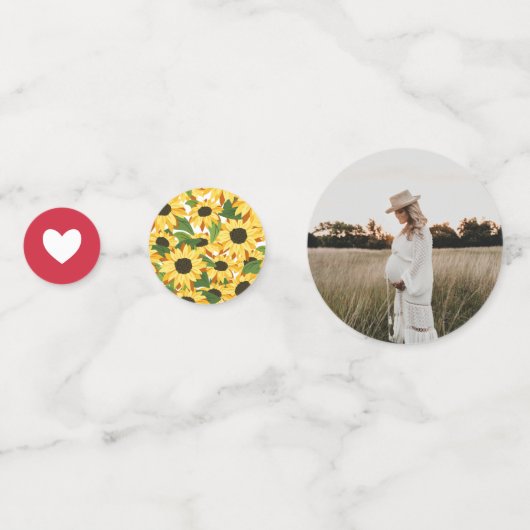 Red Gingham & Sunflowers Baby-Q Dusche Konfetti (Rückseiten)