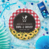 Red Gingham & Sunflowers Rustic Baby-Q Dusche Pappteller (Party)