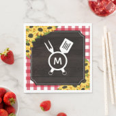 Red Gingham & Sunflowers Rustische Mit Monogramm G Serviette (Beispiel)