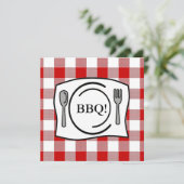 Red Gingham Tablecloth GRILLEN Einladung (Stehend Vorderseite)