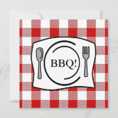 Red Gingham Tablecloth GRILLEN Einladung (Vorderseite)