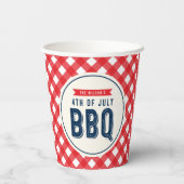 Red Gingham und Blue 4. Juli GRILLEN Paper Cups Pappbecher (Rückseite)