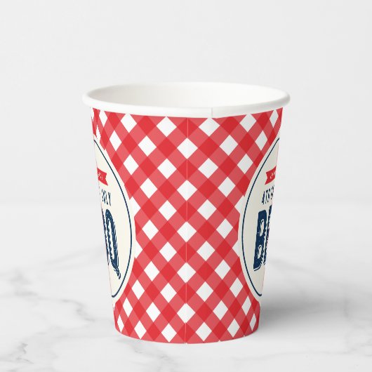 Red Gingham und Blue 4. Juli GRILLEN Paper Cups Pappbecher (Rechts)