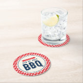 Red Gingham und Blue Amerikanische Unabhängigkeits Runder Pappuntersetzer (Vor Ort)