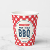 Red Gingham und Blue Baby Shower GRILLEN Pappbecher (Vorderseite)